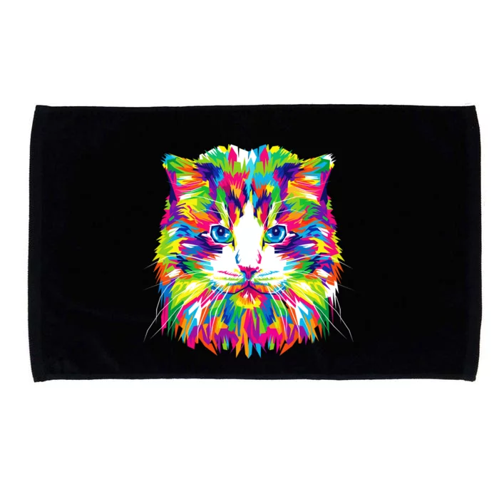 Colorful Cat Pattern Microfiber Hand Towel