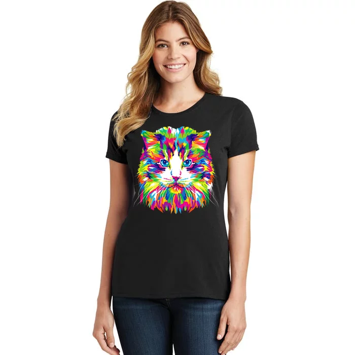 Colorful Cat Pattern Women's T-Shirt