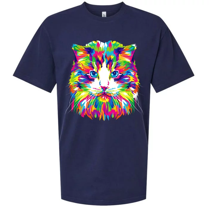 Colorful Cat Pattern Sueded Cloud Jersey T-Shirt