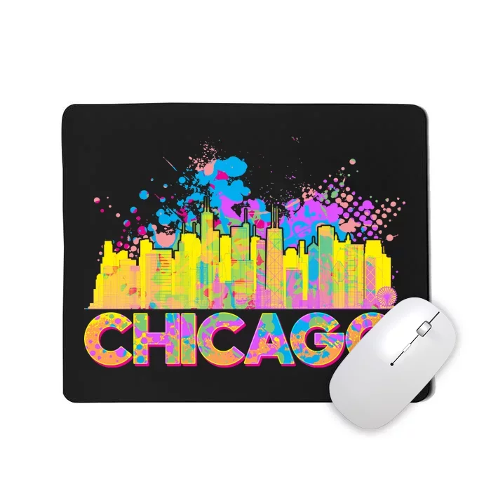 Colorful Chicago Skyline Paint Mousepad