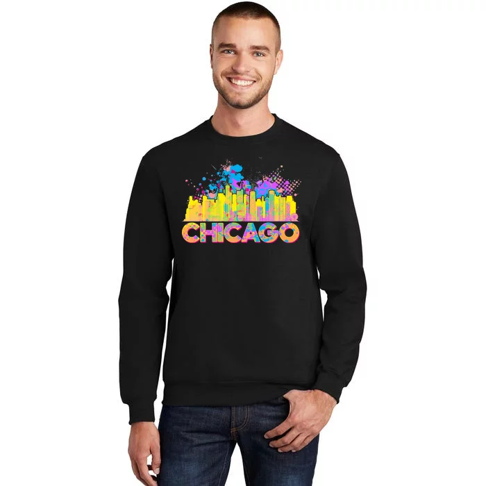 Colorful Chicago Skyline Paint Tall Sweatshirt