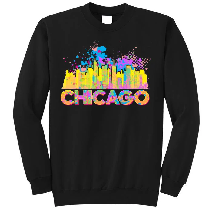 Colorful Chicago Skyline Paint Tall Sweatshirt