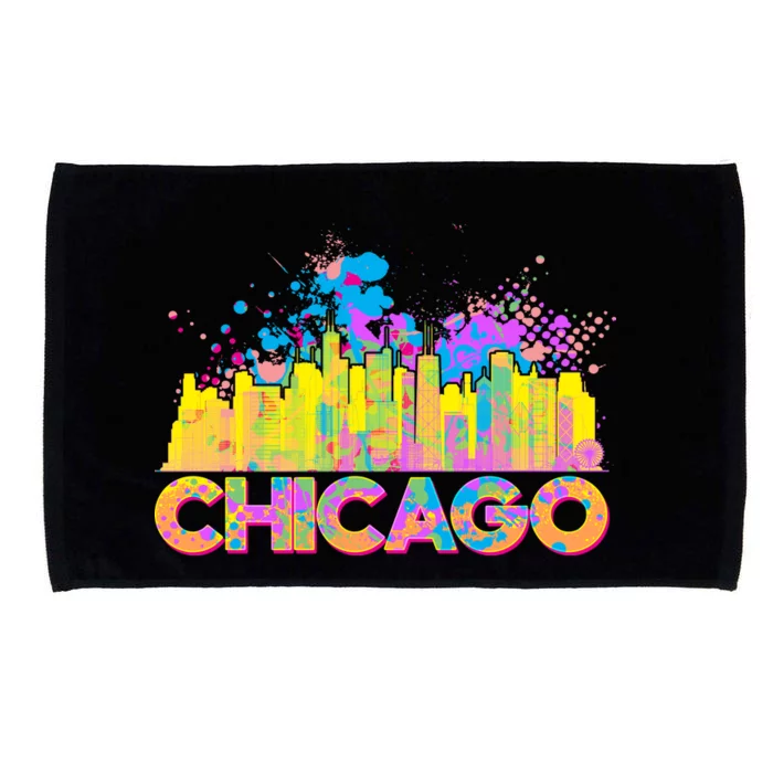 Colorful Chicago Skyline Paint Microfiber Hand Towel