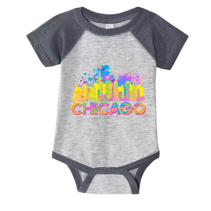 Colorful Chicago Skyline Paint Infant Baby Jersey Bodysuit