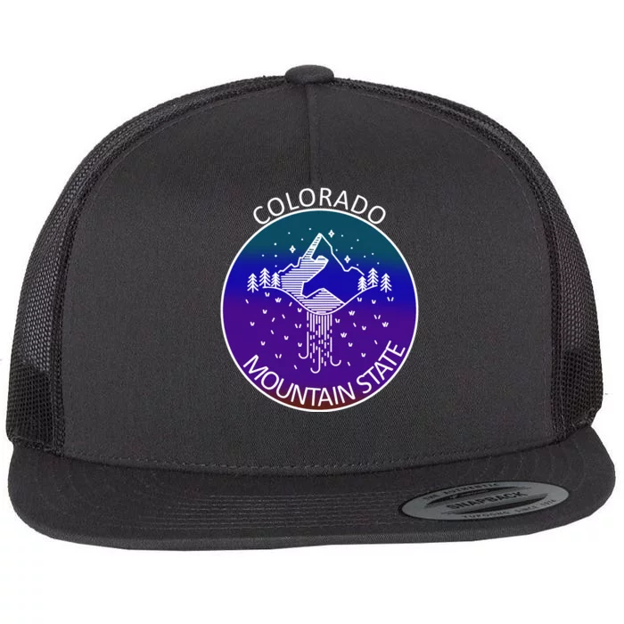 Colorful Colorado Mountain State Logo Flat Bill Trucker Hat