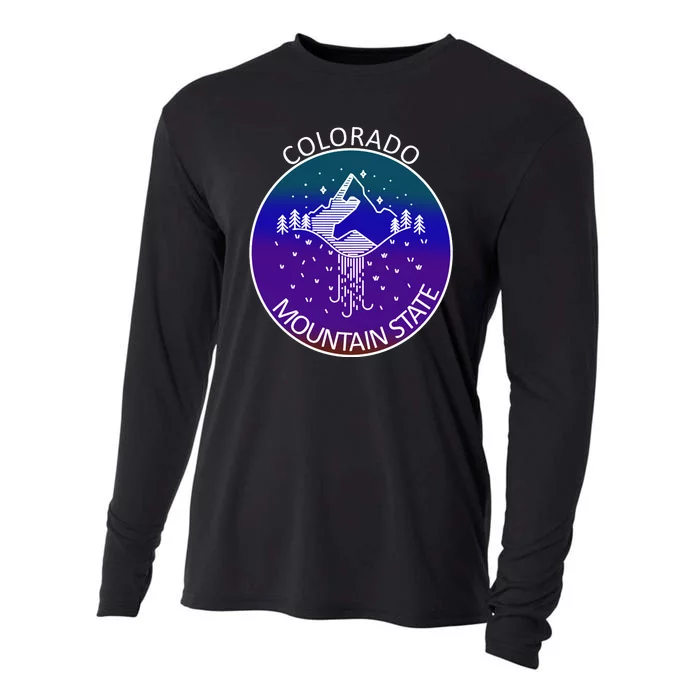 Colorful Colorado Mountain State Logo Cooling Performance Long Sleeve Crew