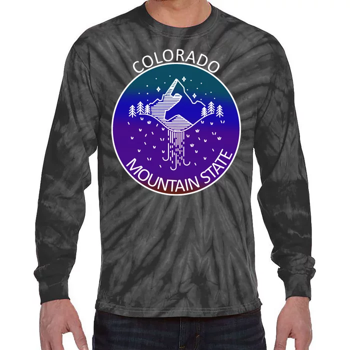 Colorful Colorado Mountain State Logo Tie-Dye Long Sleeve Shirt