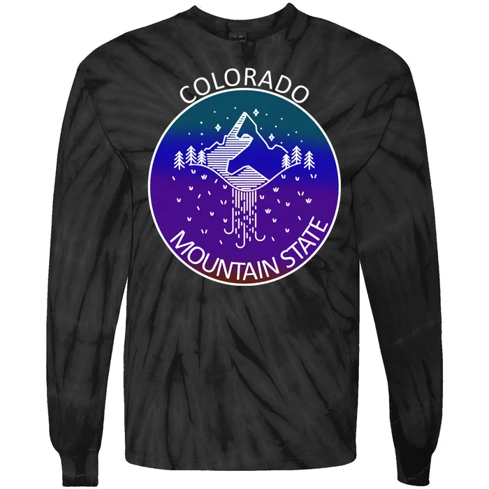 Colorful Colorado Mountain State Logo Tie-Dye Long Sleeve Shirt