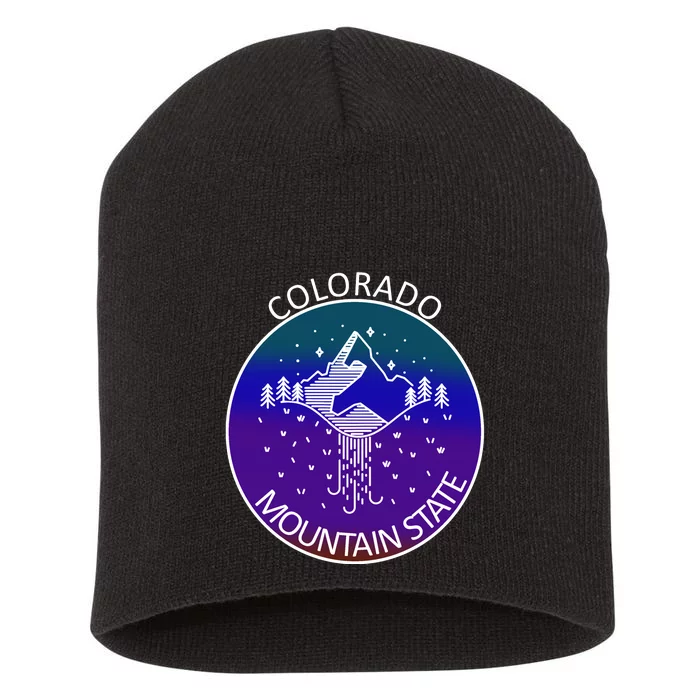 Colorful Colorado Mountain State Logo Short Acrylic Beanie