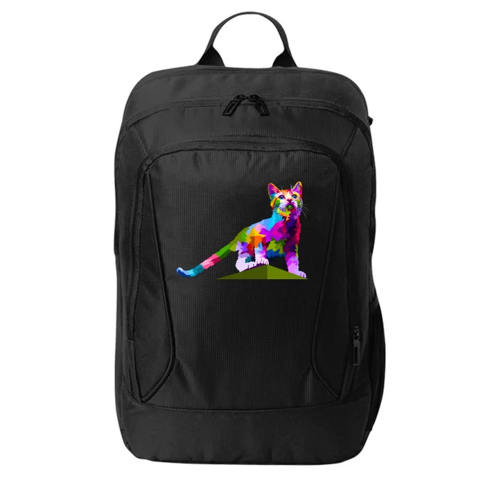 Colorful Curious Kitten City Backpack