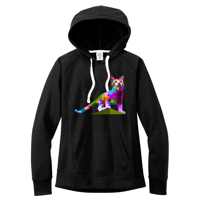 Colorful Curious Kitten Women's Fleece Hoodie