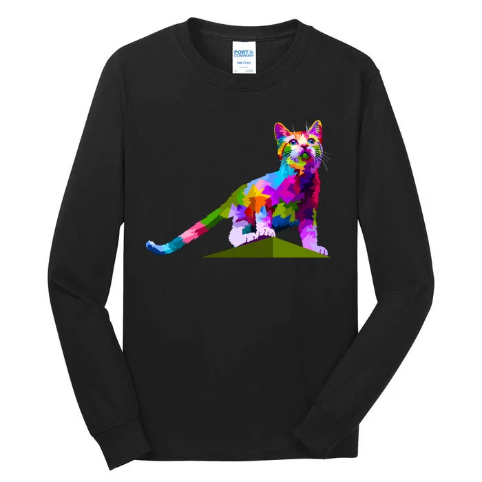 Colorful Curious Kitten Tall Long Sleeve T-Shirt