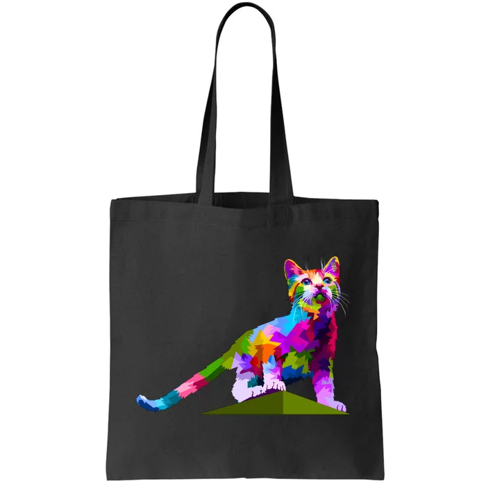 Colorful Curious Kitten Tote Bag