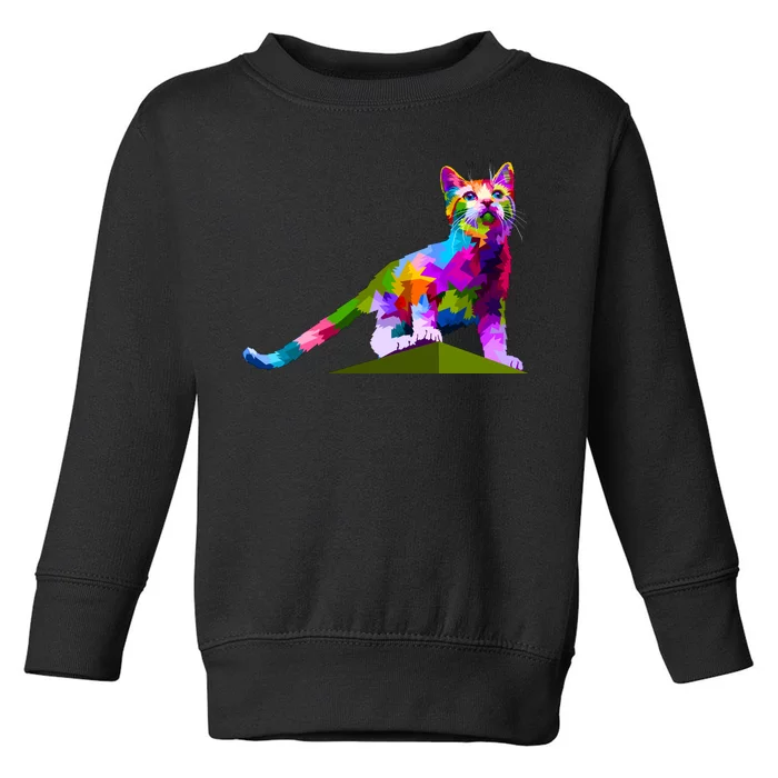 Colorful Curious Kitten Toddler Sweatshirt