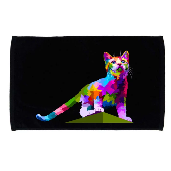 Colorful Curious Kitten Microfiber Hand Towel