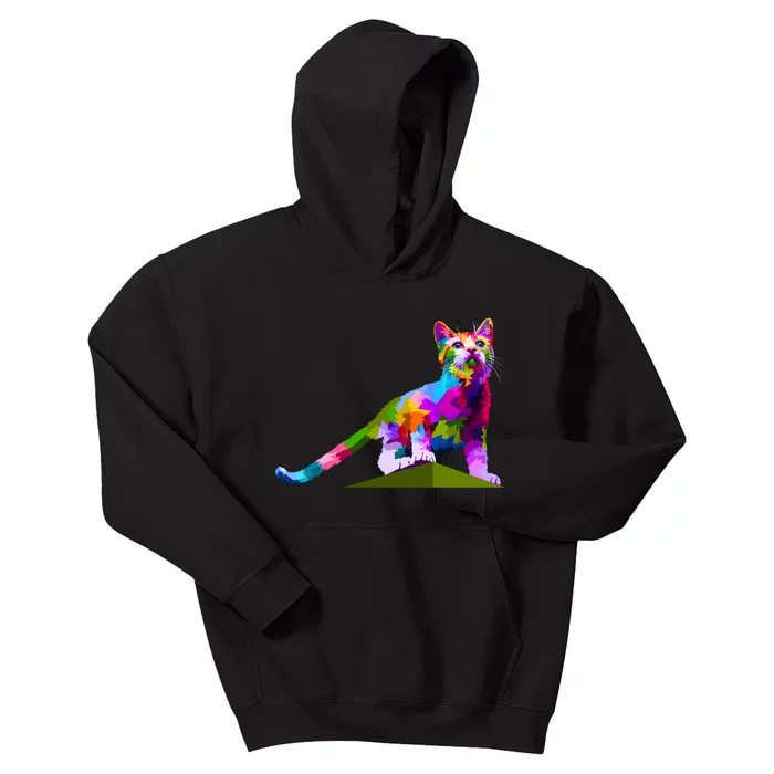 Colorful Curious Kitten Kids Hoodie