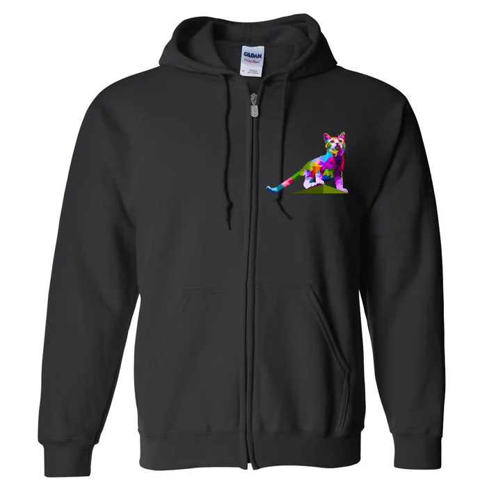 Colorful Curious Kitten Full Zip Hoodie