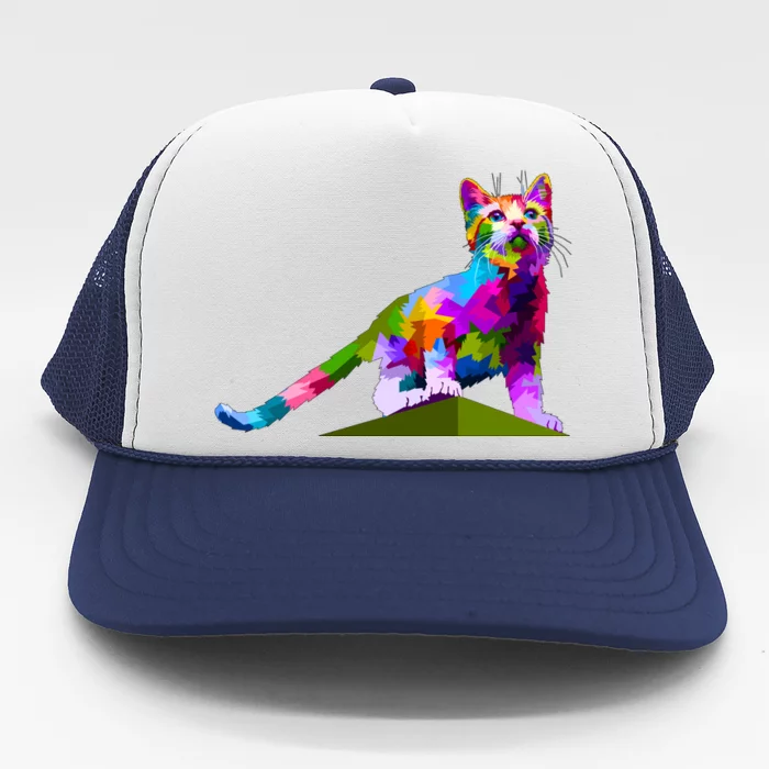 Colorful Curious Kitten Trucker Hat