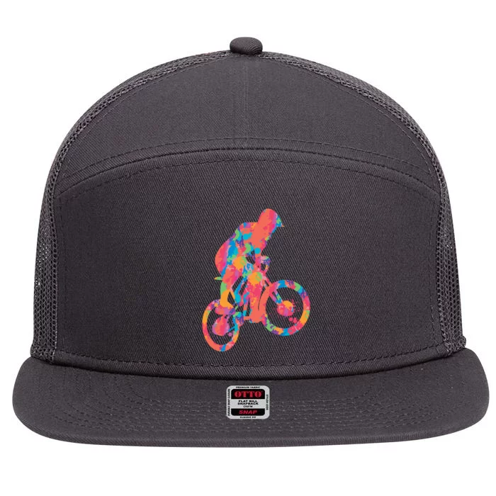 Colorful Cyclist 7 Panel Mesh Trucker Snapback Hat