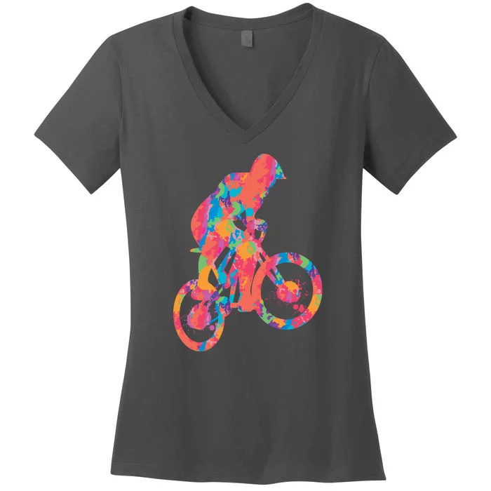 Colorful Cyclist Women's V-Neck T-Shirt