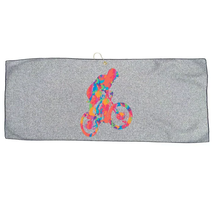 Colorful Cyclist Large Microfiber Waffle Golf Towel