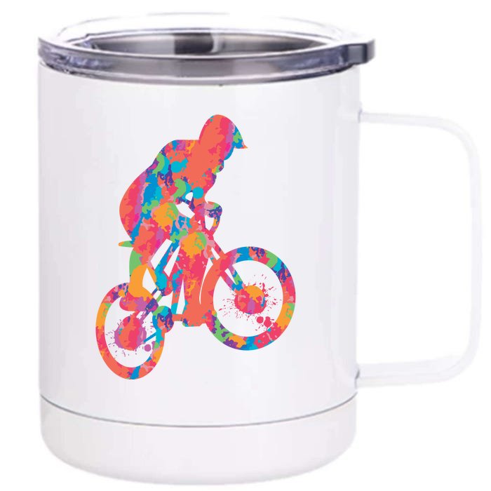 Colorful Cyclist Front & Back 12oz Stainless Steel Tumbler Cup