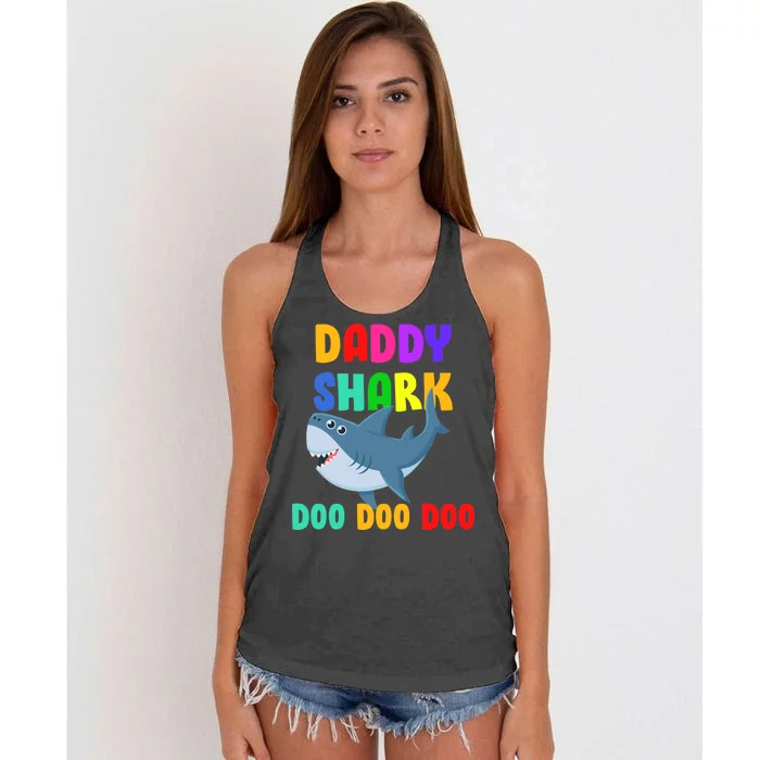 Colorful Daddy Shark Doo Doo Doo Women's Knotted Racerback Tank