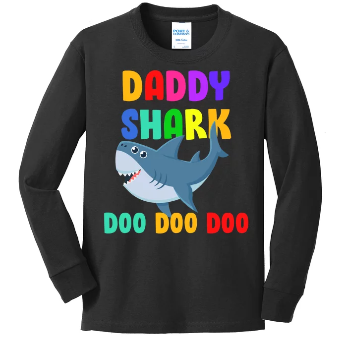 Colorful Daddy Shark Doo Doo Doo Kids Long Sleeve Shirt