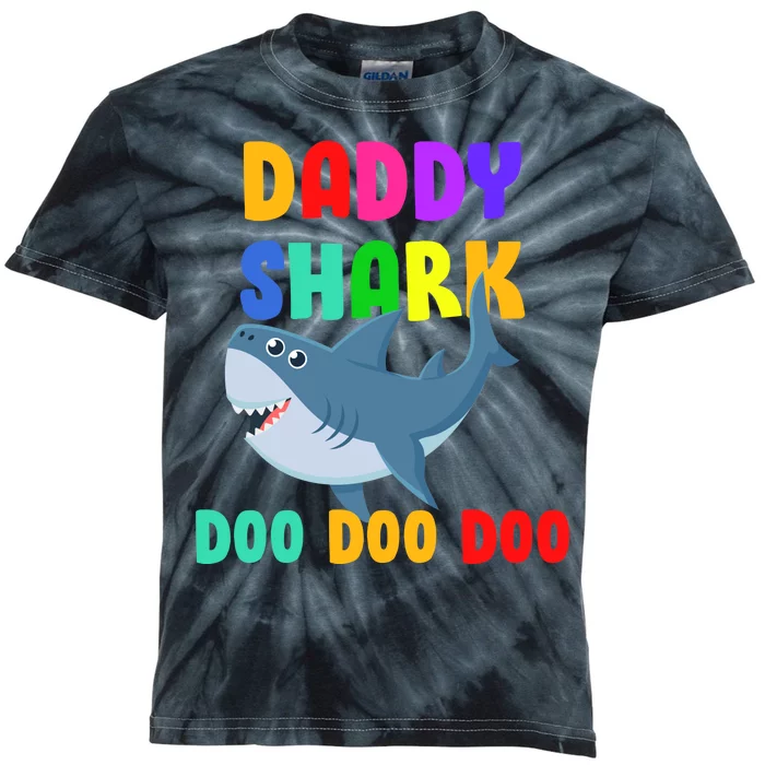 Colorful Daddy Shark Doo Doo Doo Kids Tie-Dye T-Shirt