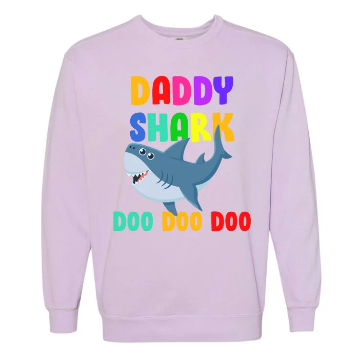 Colorful Daddy Shark Doo Doo Doo Garment-Dyed Sweatshirt