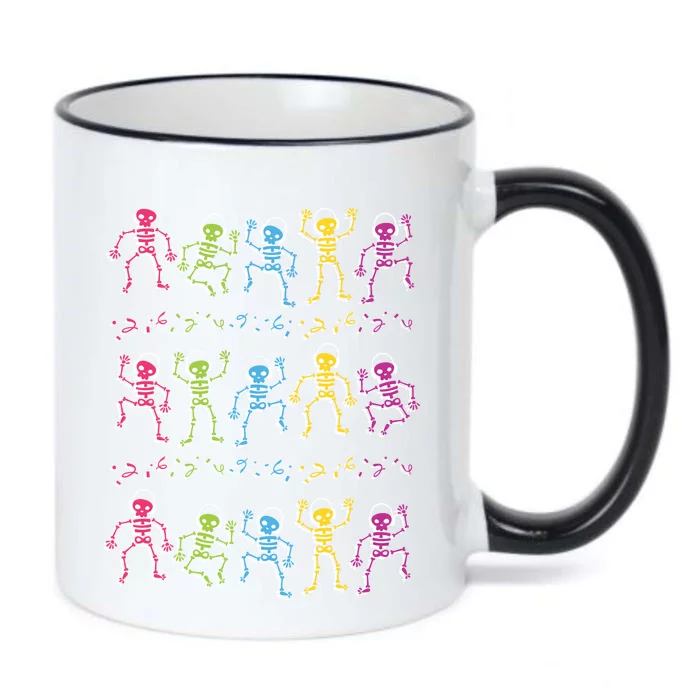 Colorful Dancing Skeletons Headphones Black Color Changing Mug