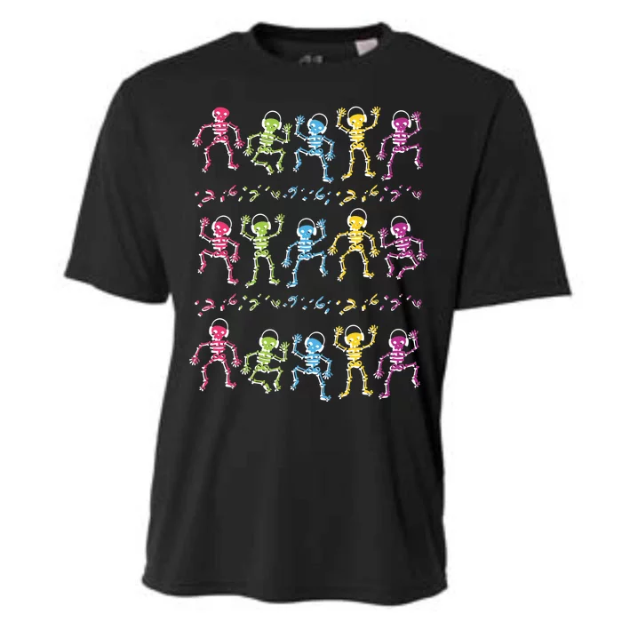 Colorful Dancing Skeletons Headphones Cooling Performance Crew T-Shirt