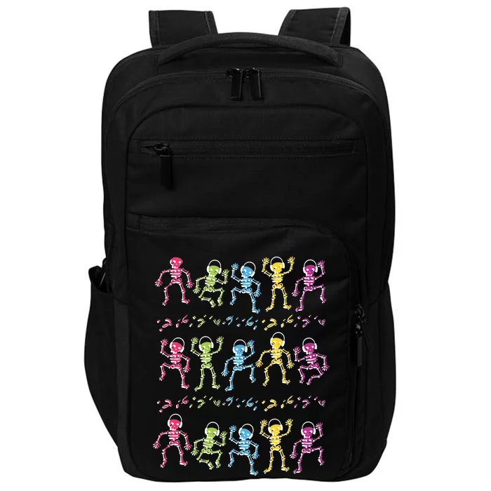 Colorful Dancing Skeletons Headphones Impact Tech Backpack