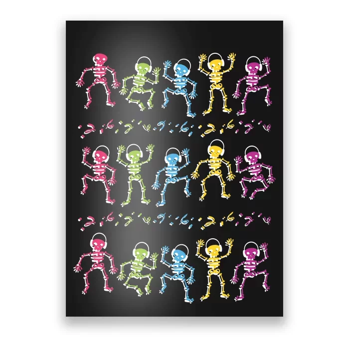 Colorful Dancing Skeletons Headphones Poster