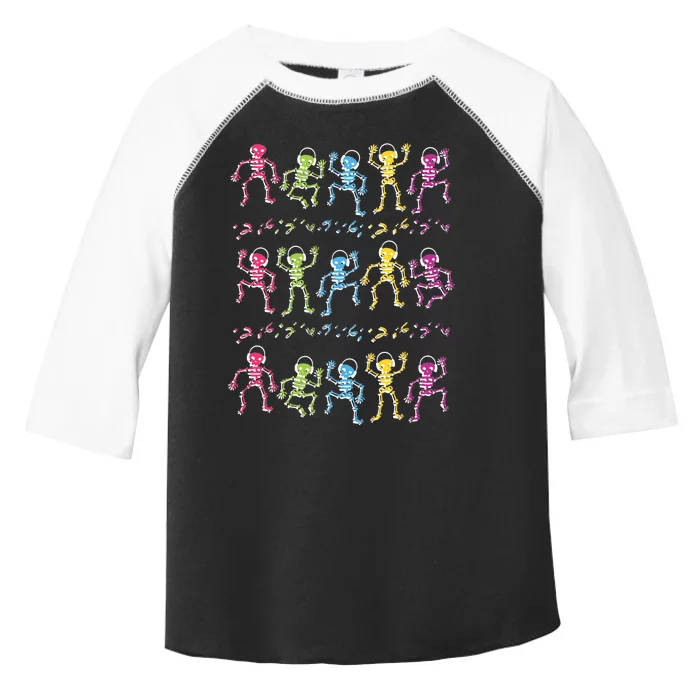 Colorful Dancing Skeletons Headphones Toddler Fine Jersey T-Shirt