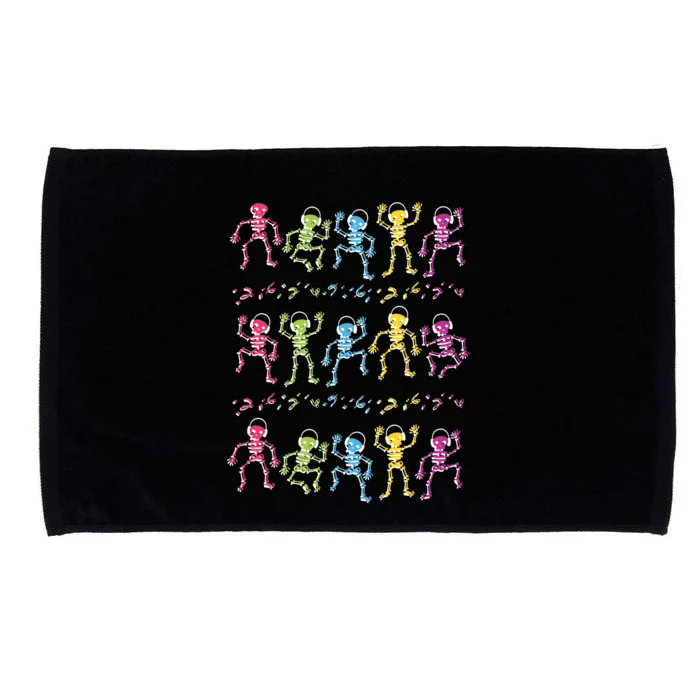 Colorful Dancing Skeletons Headphones Microfiber Hand Towel