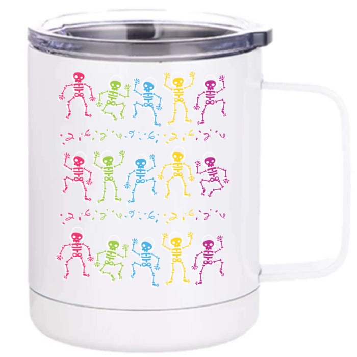 Colorful Dancing Skeletons Headphones Front & Back 12oz Stainless Steel Tumbler Cup