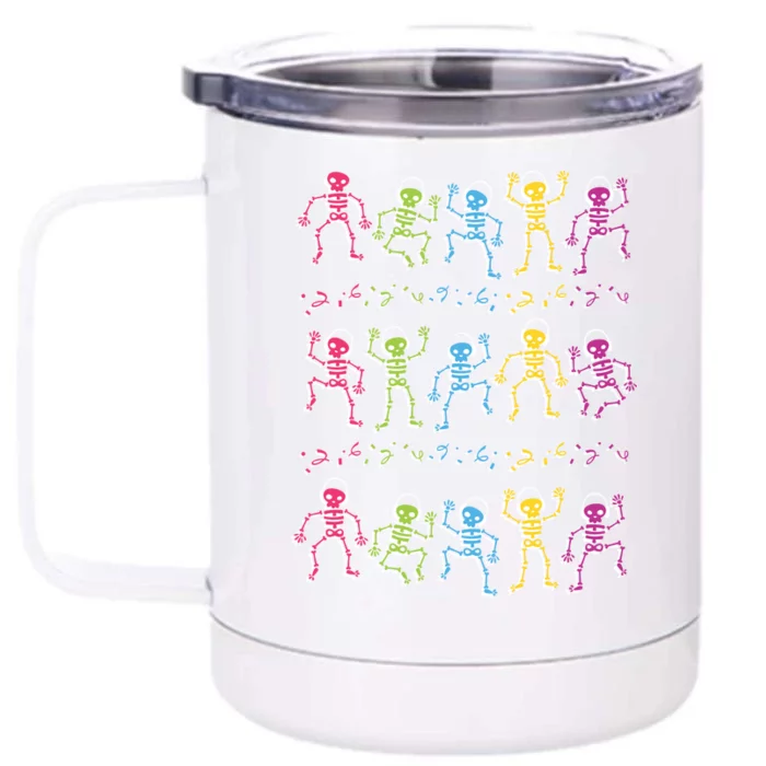 Colorful Dancing Skeletons Headphones Front & Back 12oz Stainless Steel Tumbler Cup