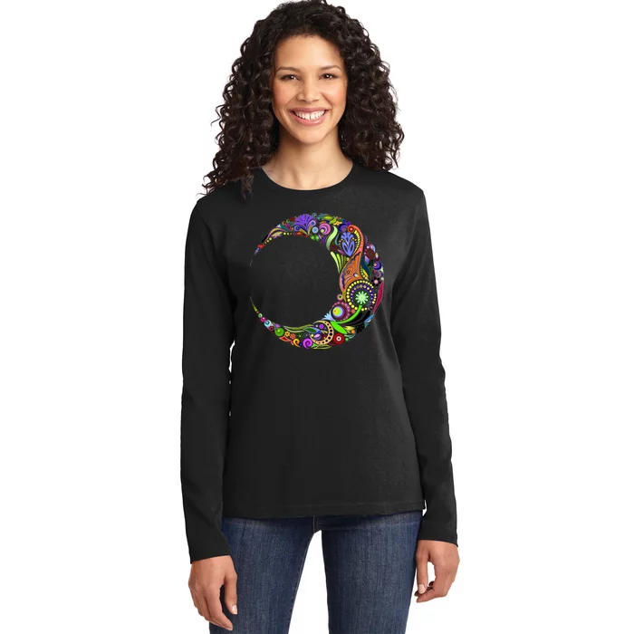 Colorful Demilune Half Moon Ladies Long Sleeve Shirt