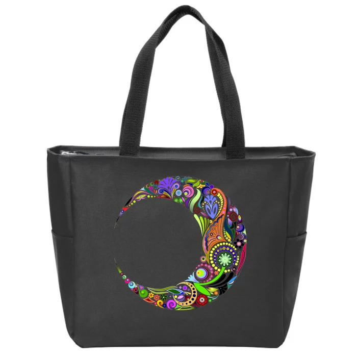 Colorful Demilune Half Moon Zip Tote Bag