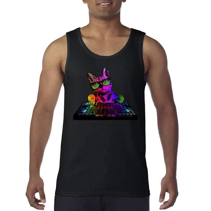 Colorful DJ Cat Tank Top