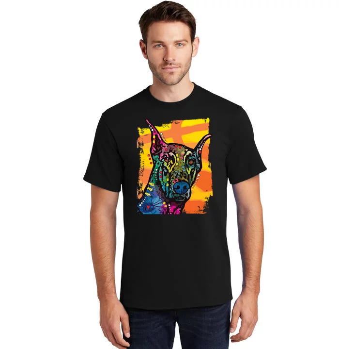 Colorful Doberman Dog Tall T-Shirt