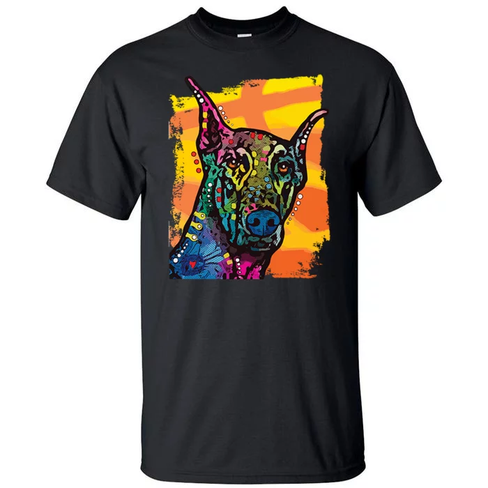 Colorful Doberman Dog Tall T-Shirt