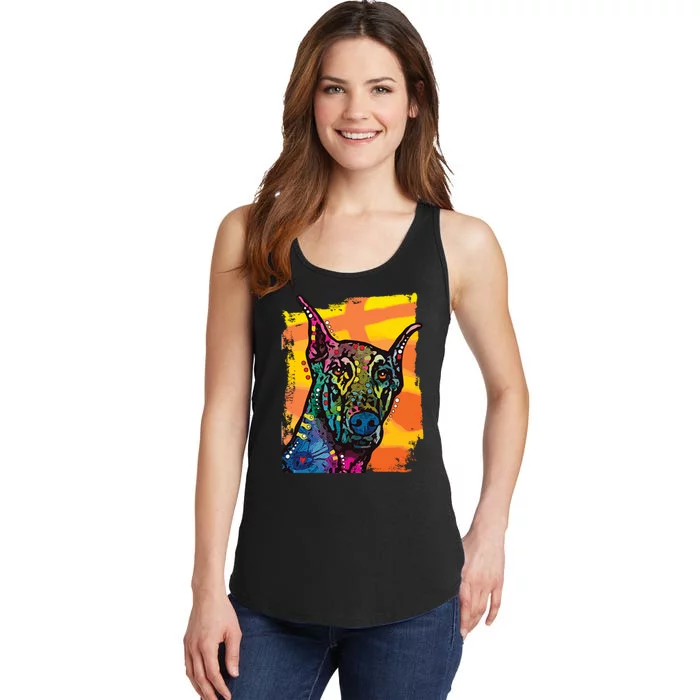 Colorful Doberman Dog Ladies Essential Tank