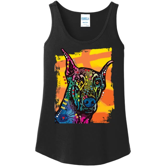 Colorful Doberman Dog Ladies Essential Tank