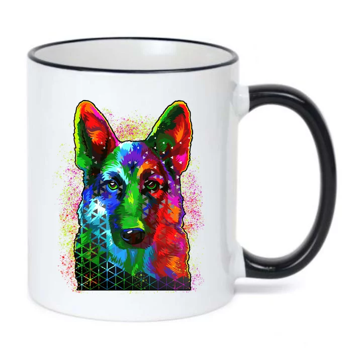 Colorful Dog German Shepard Black Color Changing Mug