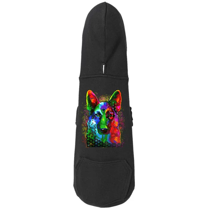 Colorful Dog German Shepard Doggie 3-End Fleece Hoodie