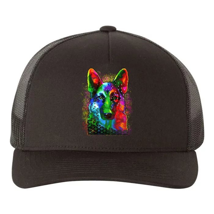 Colorful Dog German Shepard Yupoong Adult 5-Panel Trucker Hat