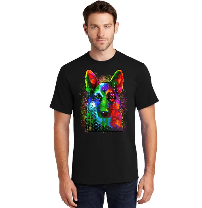 Colorful Dog German Shepard Tall T-Shirt