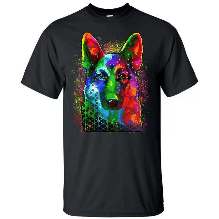 Colorful Dog German Shepard Tall T-Shirt